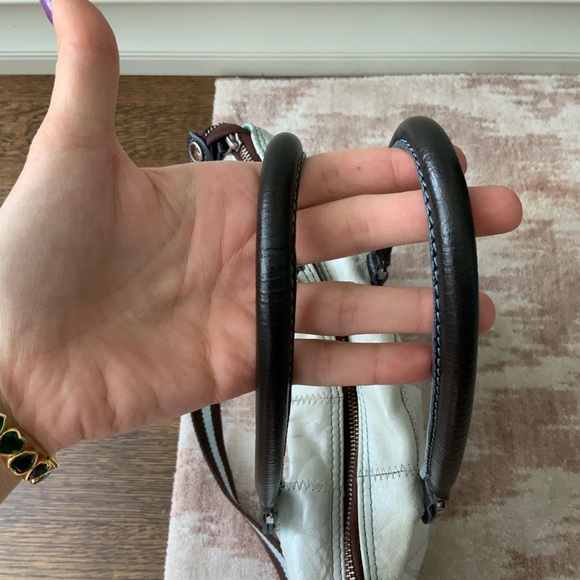 Vintage Y2K 90’S Square Patch Medium Leather White Snap Purse Bag Made in Italy - Picture 11 of 16